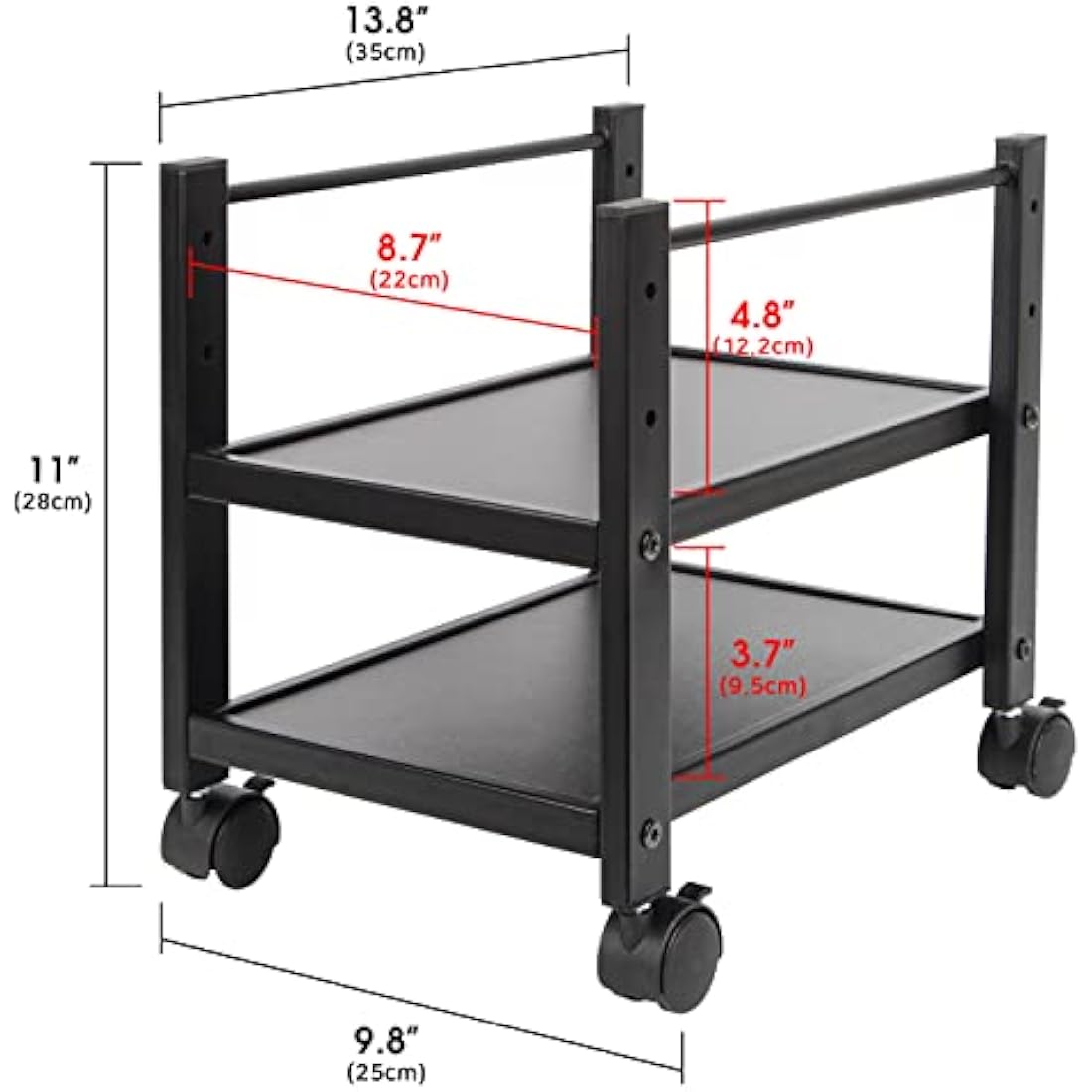 J Jackcube Design 2-Tier Computer Tower Stand | Mobile PC Holder Cart