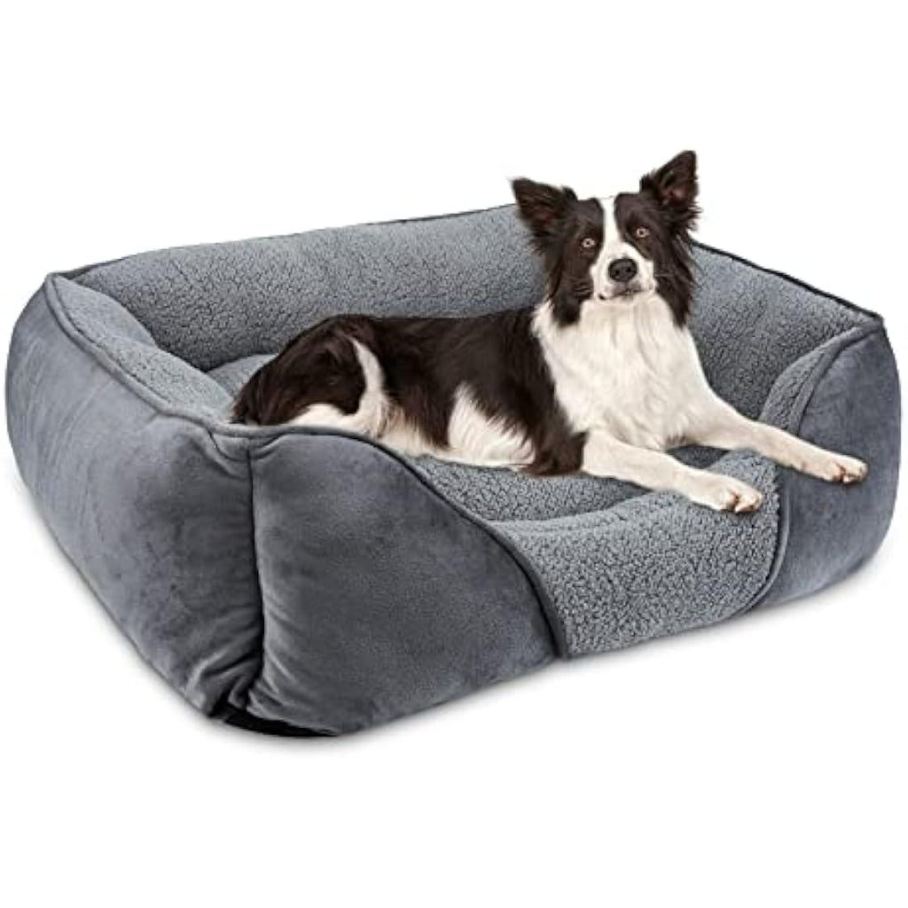 MIXJOY Orthopedic Large Dog Bed – Washable Fleece Pet Bed, Grey