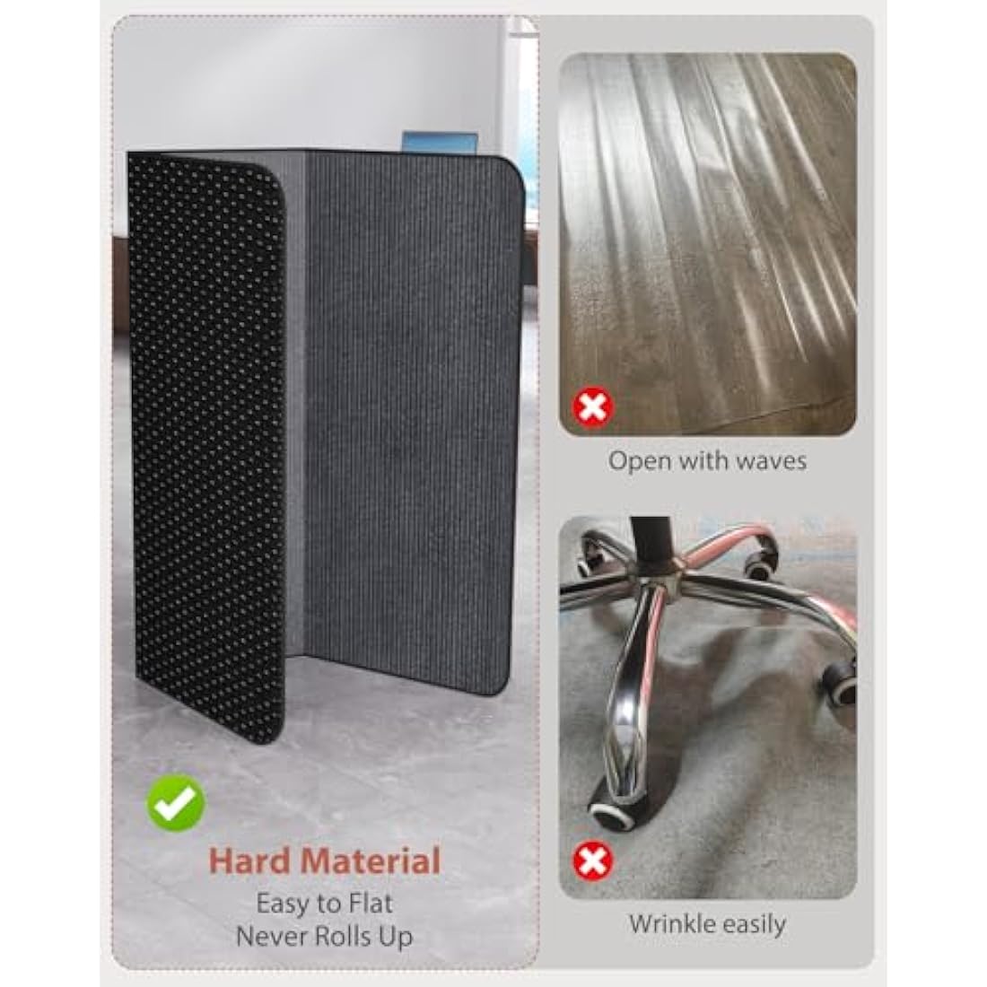Jolof Store Office Chair Mat – 90x120cm Corduroy Floor Protector, Dark Grey