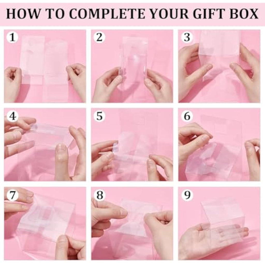 BENECREAT 20PCS Clear PET Gift Boxes - 8x8x8cm Square Party Favor Boxes