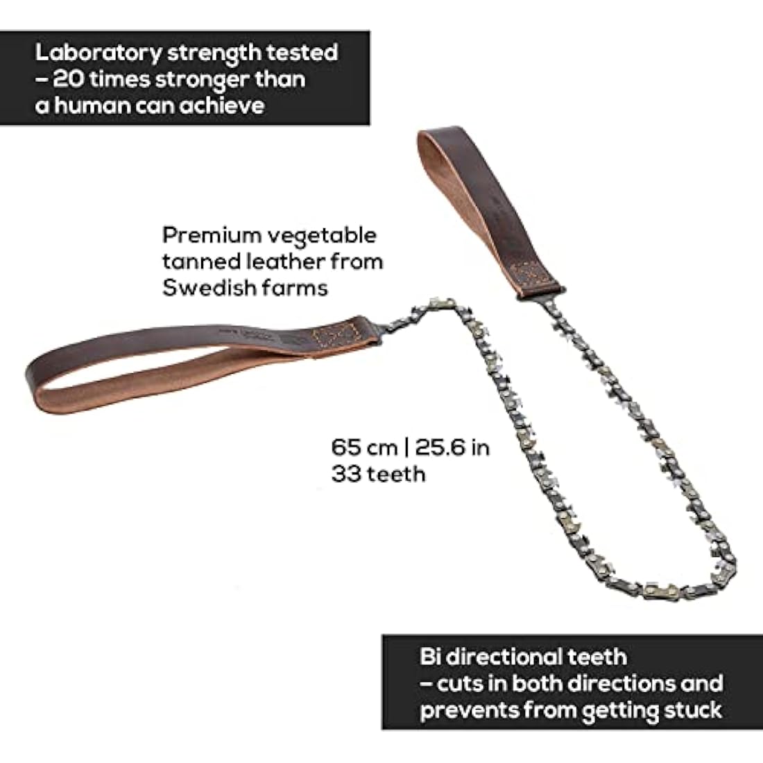 Nordic Pocket Saw – 65cm Survival Chainsaw with 33 Bi-Directional Teeth