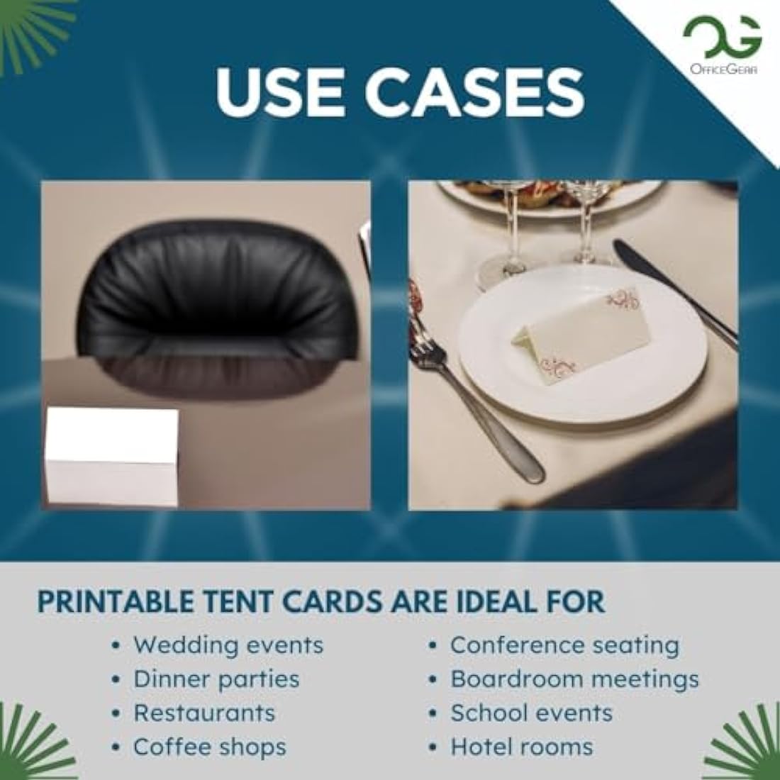 OfficeGear Printable Tent Cards | 1500 Bulk Pack | 170gsm White Card
