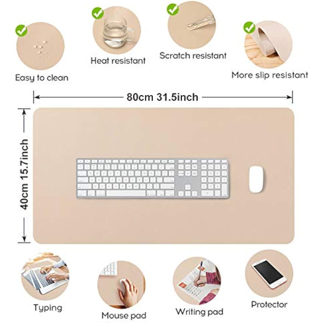 DOBAOJIA Large PU Leather Desk Pad | 31.5" x 15.7" Waterproof Mouse Mat