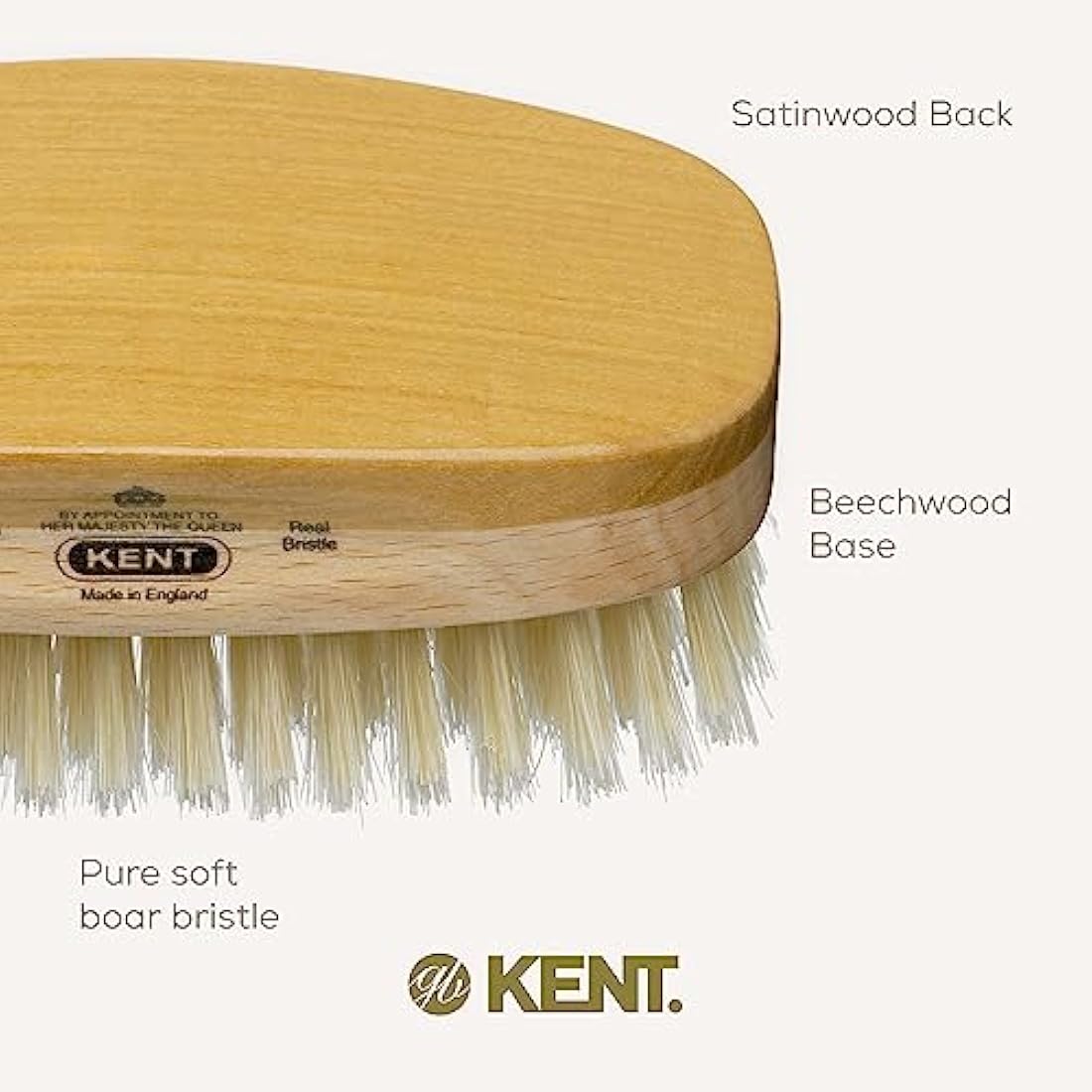 Kent MS23D Soft White Natural Bristle Satinwood Brush for Fine Hair