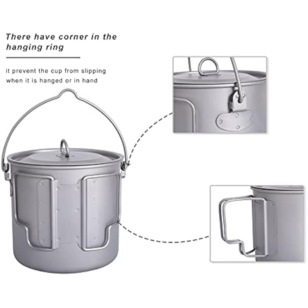 Boundless Voyage 1100ml Titanium Pot | Ultralight Camping Mug Set