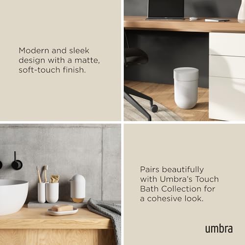 Umbra Touch Waste Bin with Lid – Modern White Plastic Trash Can