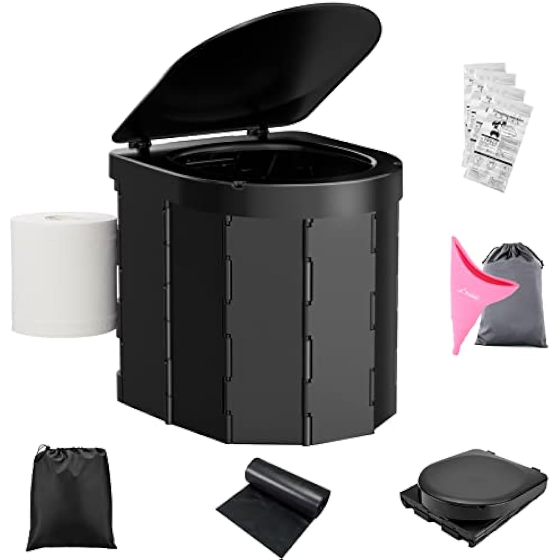 WADEO Portable Camping Toilet - 400lbs Capacity Collapsible Travel WC