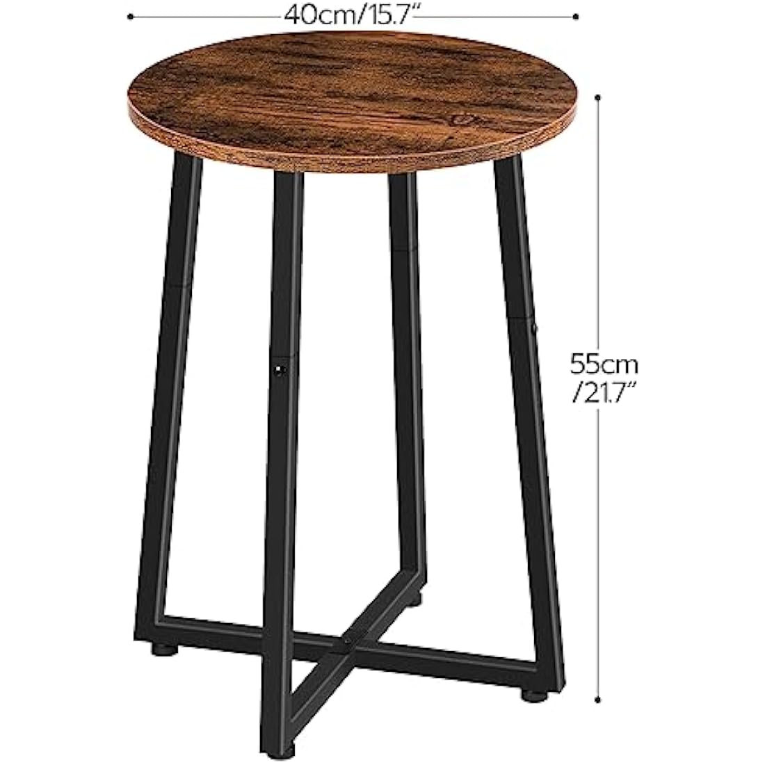 HOOBRO Round Side Table – Industrial Rustic Brown Metal End Table
