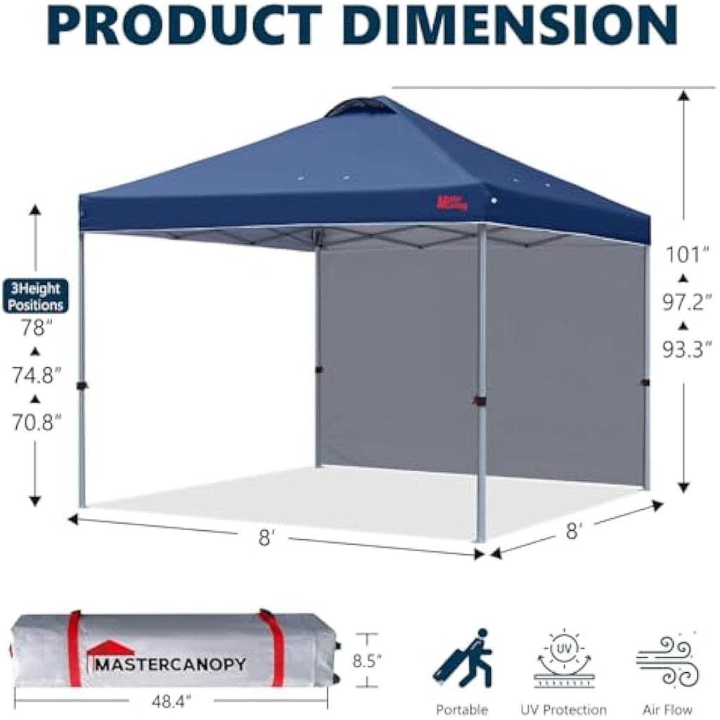 MasterCanopy 2.5x2.5M Pop-up Gazebo Tent with Sidewall - Navy Blue