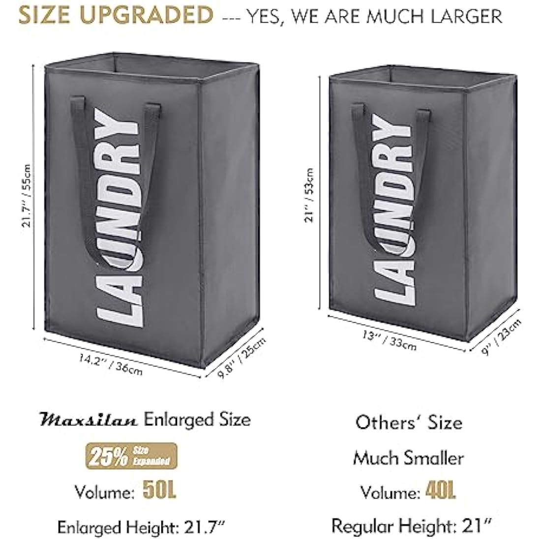 Maxsilan 50L Collapsible Laundry Basket | Foldable Oxford Storage Bin