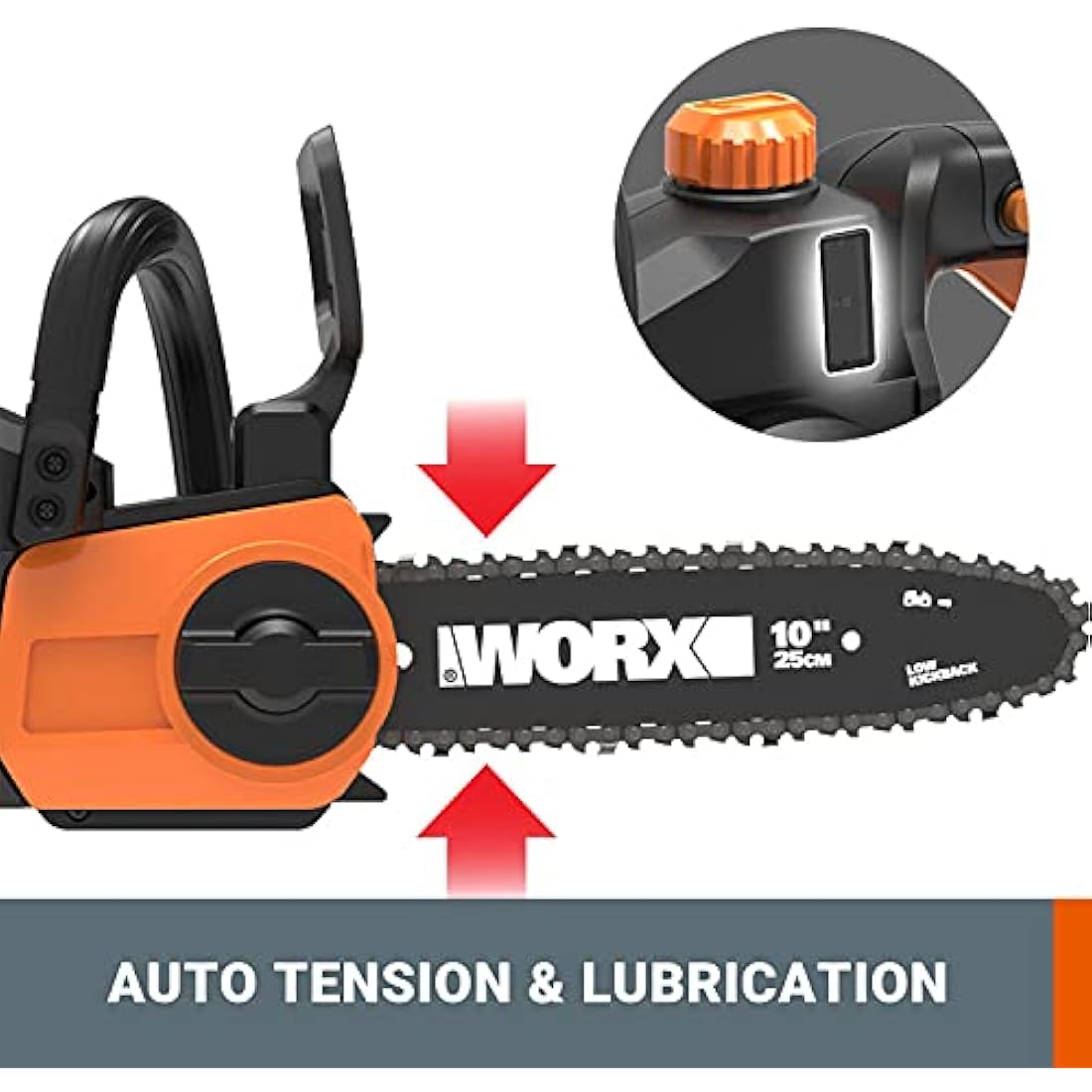 Worx WG322E.9 20V Cordless 25cm Compact Chainsaw – PowerShare Tool Only