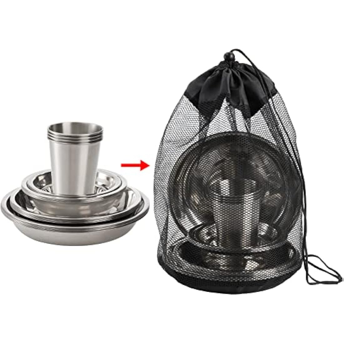 TOPZEA 26-Piece Stainless Steel Camping Mess Kit | Outdoor Dish Set