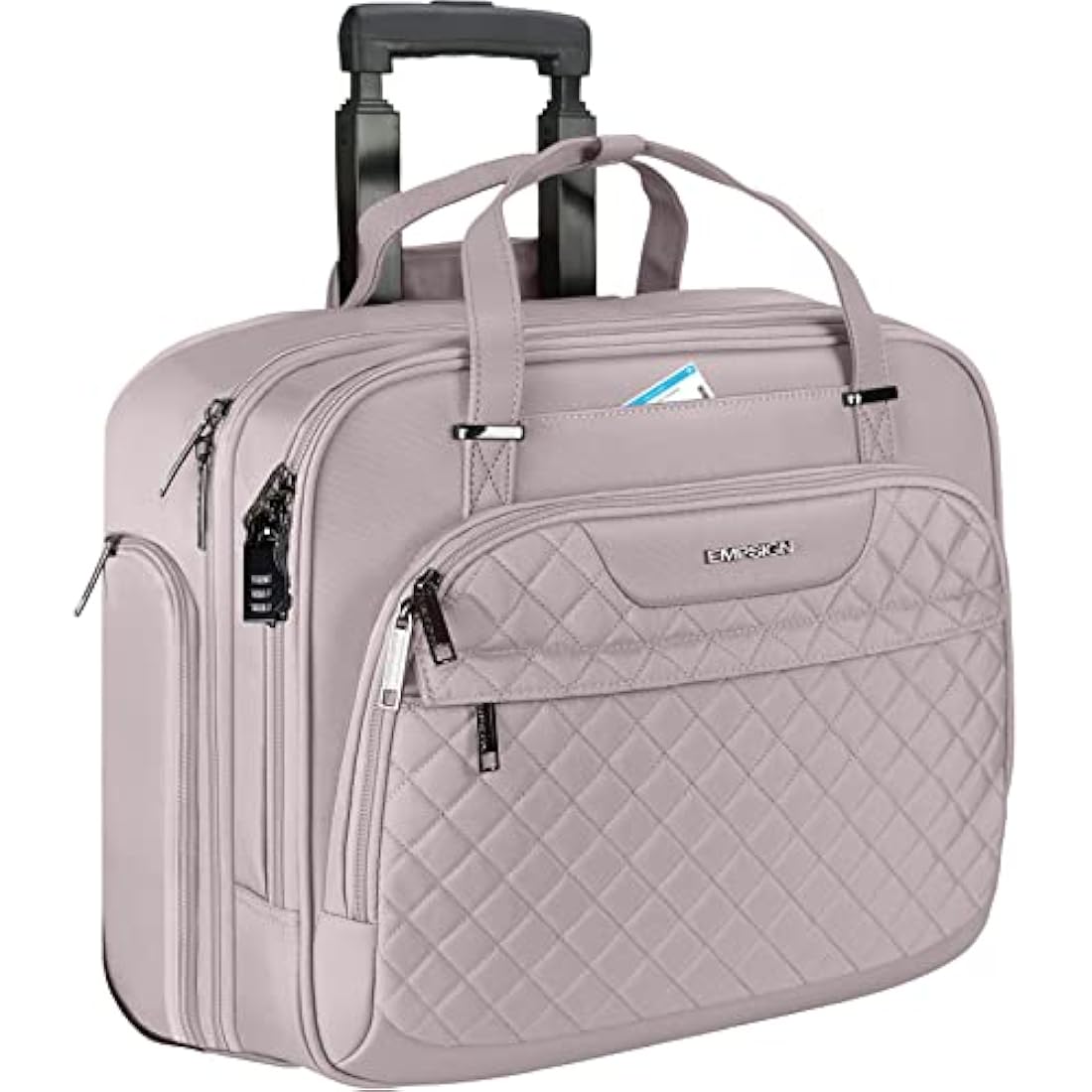 EMPSIGN Rolling Laptop Bag | 15.6 Inch Wheeled Briefcase with RFID, Pink