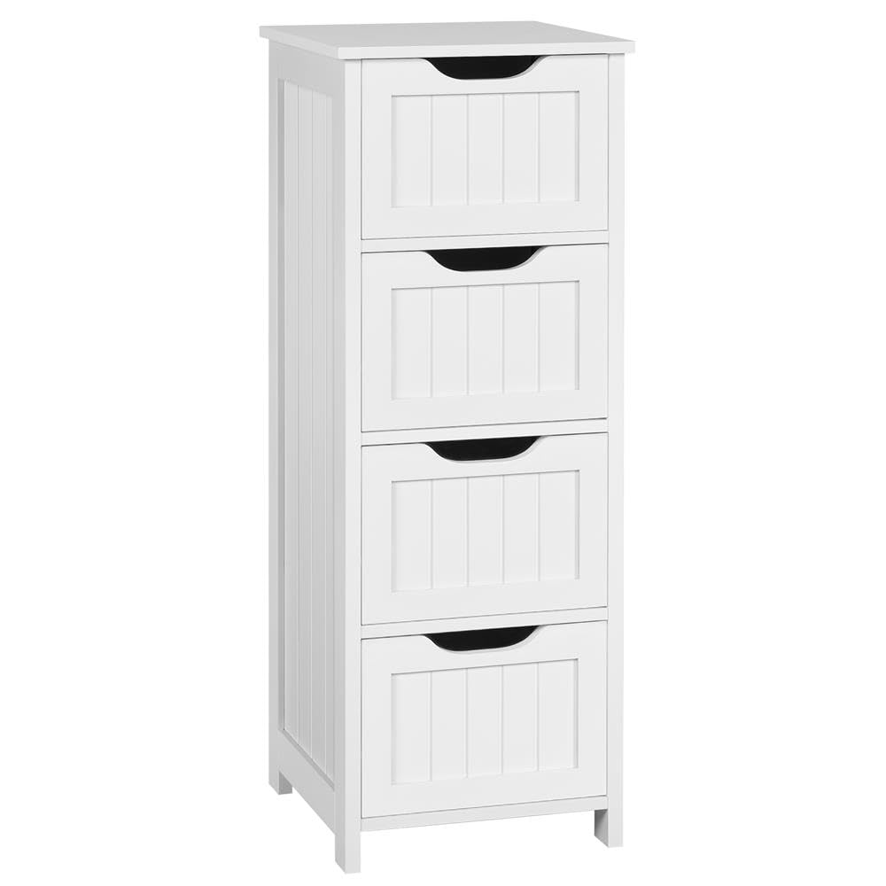 Yaheetech Slim Bathroom Floor Cabinet Freestanding with 4 Drawers, White - image 1