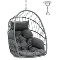 YITAHOME Rattan Hanging Egg Chair – Grey Steel Frame Garden Swing
