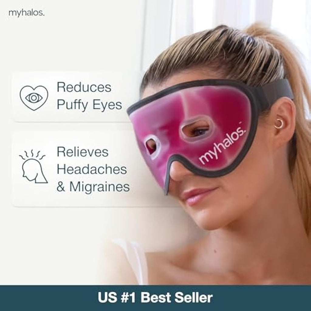 MyHalos Gel Eye Mask – Reusable Cooling Cold Compress for Puffy Eyes, Pink