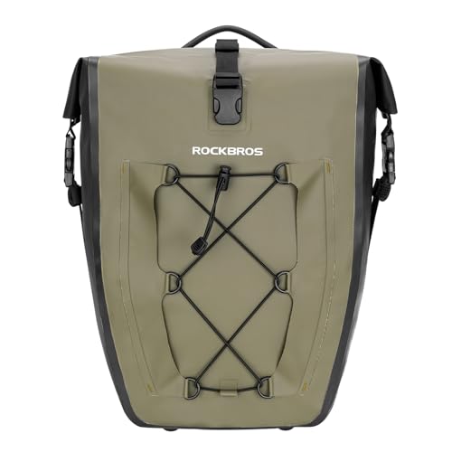 ROCKBROS Waterproof Bike Pannier Bag | 25L-32L Rear Rack Bag - Green