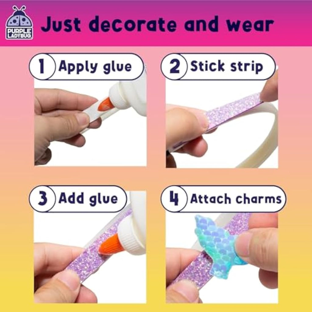 Purple Ladybug DIY Mermaid Headband Making Kit for Girls - 6 Pack