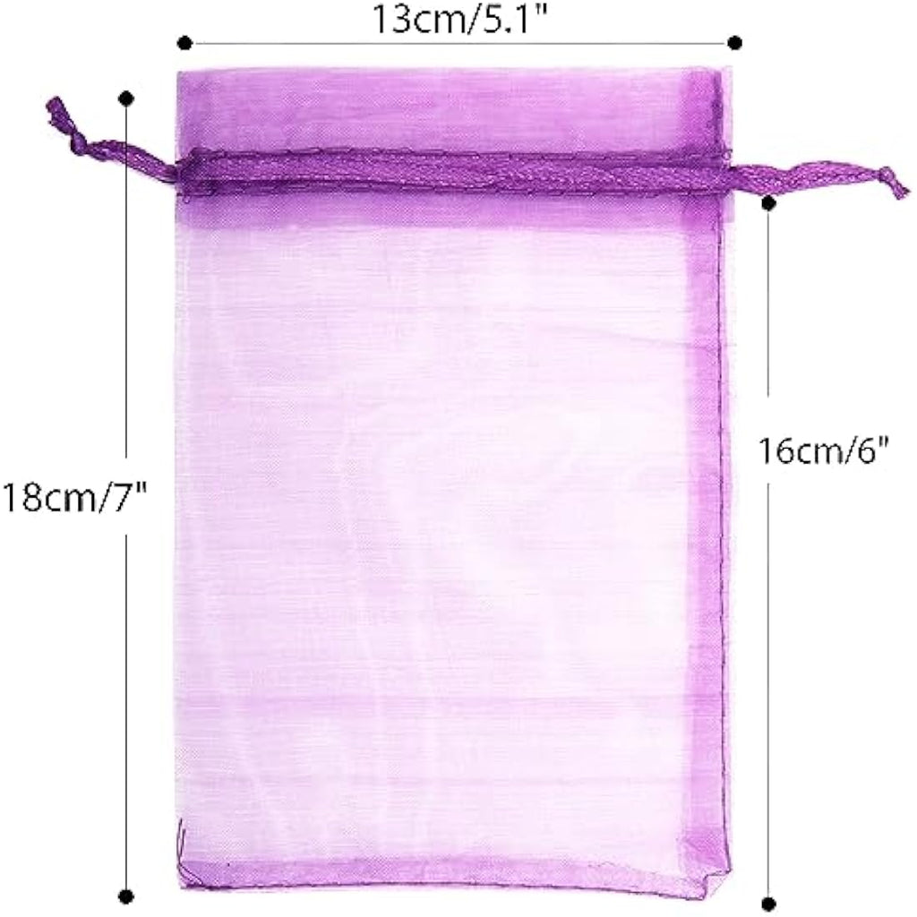 G2PLUS Purple Organza Gift Bags – 100 PCS Large Mesh Jewelry Pouches