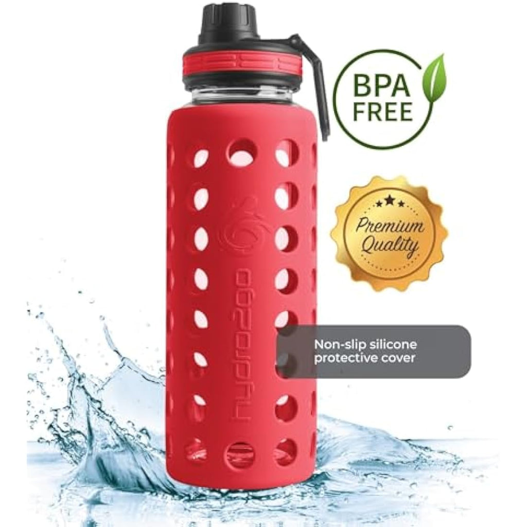 hydro2go Borosilicate Glass Water Bottle | 950ml Urban Red 2.0