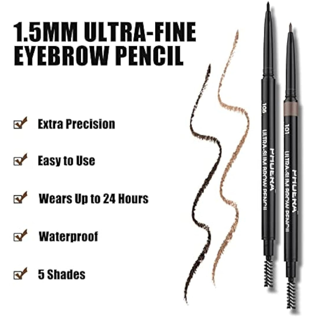 Waterproof Eyebrow Pencil – Long-Lasting Slim Brow Pen, Black