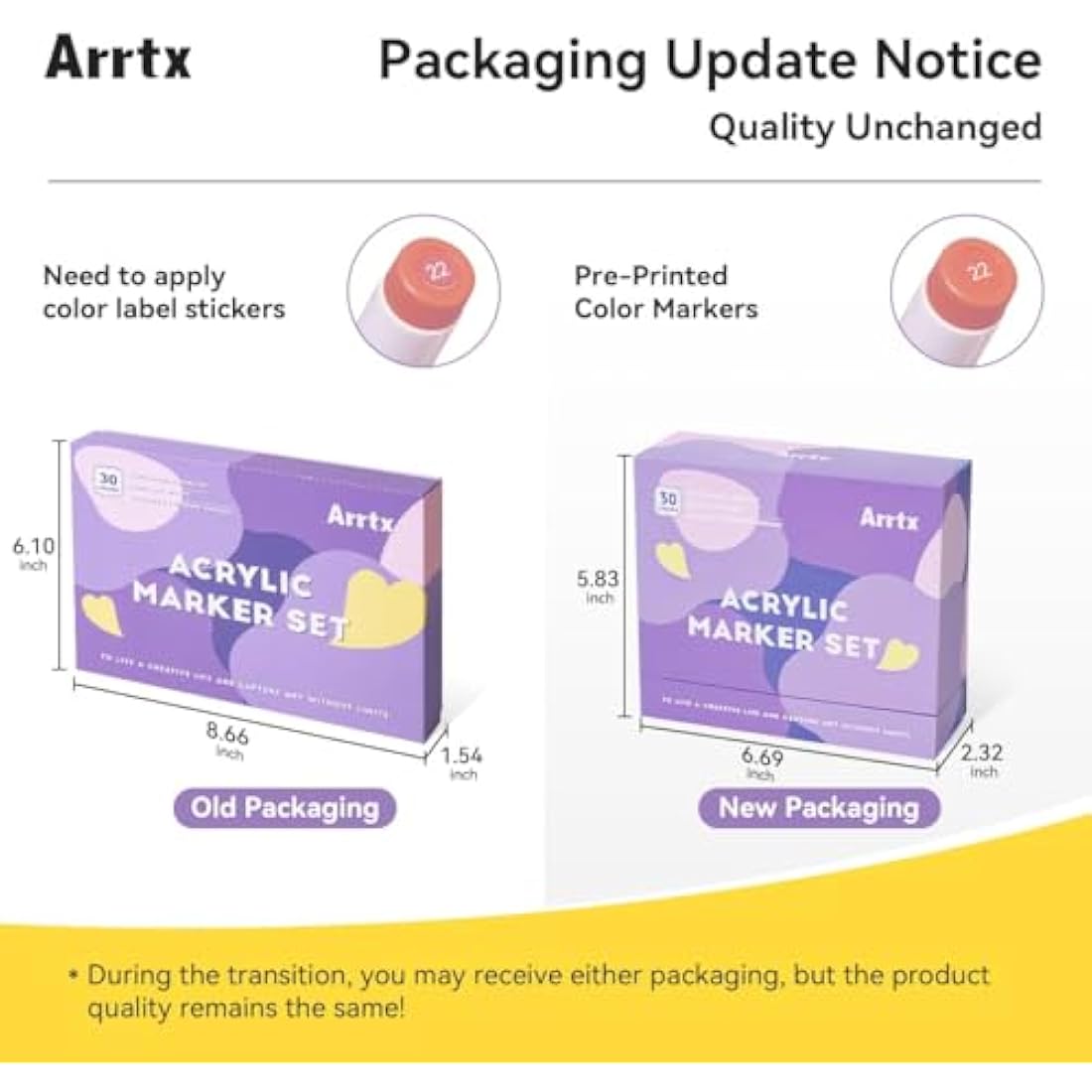 Arrtx 30 Colors Acrylic Paint Pens | Extra Brush Tip Water-Based Markers