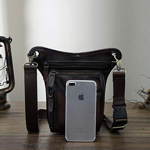 Men's Genuine Leather Motorcycle Drop Leg Bag & Waist Pack