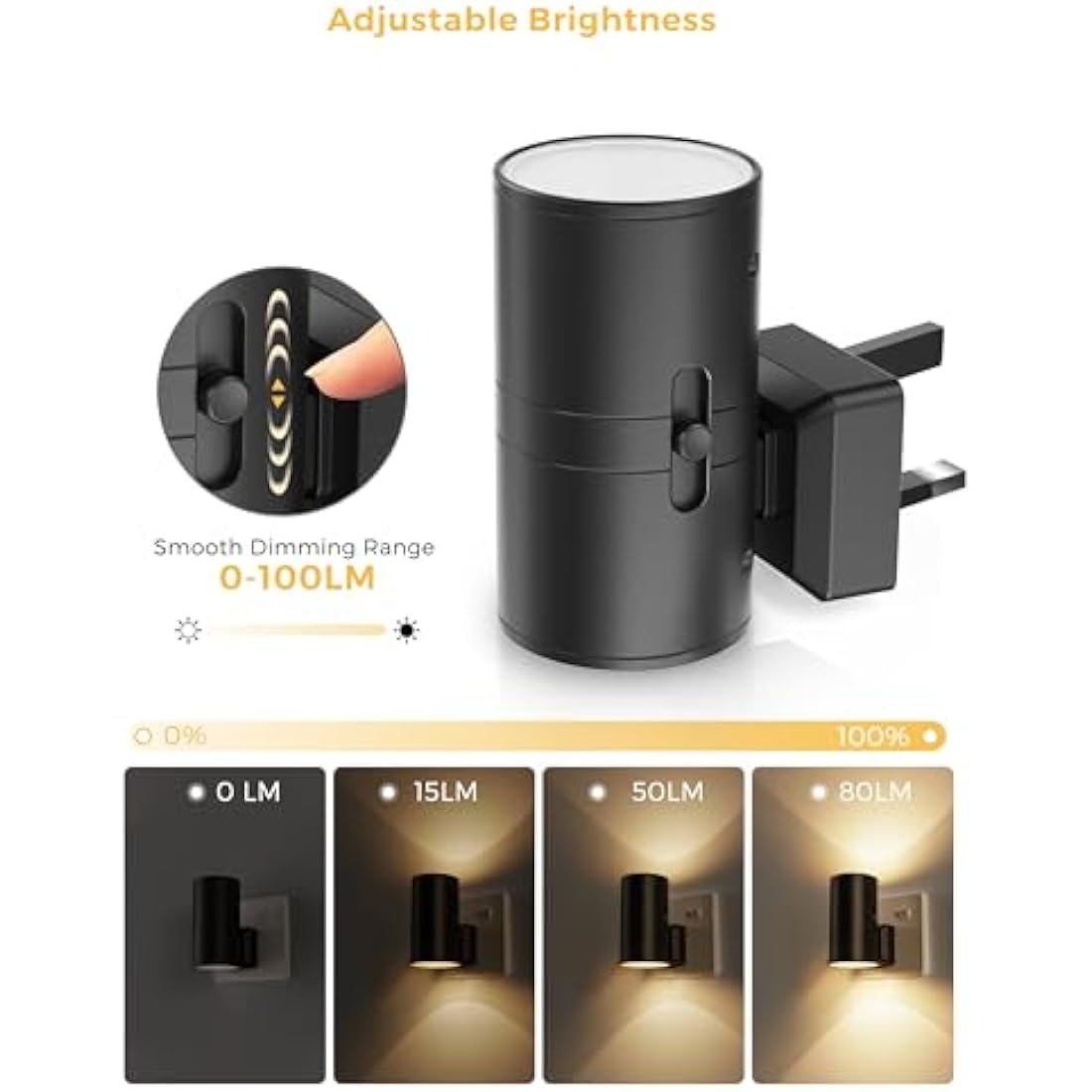 LOHAS Dimmable LED Night Light | Dusk to Dawn Warm White | 2 Pack