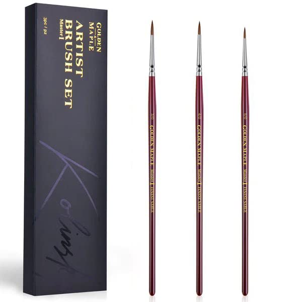Golden Maple Kolinsky Sable Miniature Paint Brushes - Ultra Fine Point