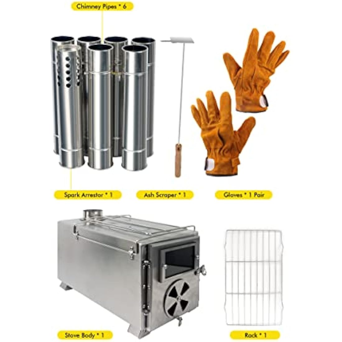 LAMA Portable Tent Wood Stove | Folding Stainless Steel Camping Heater