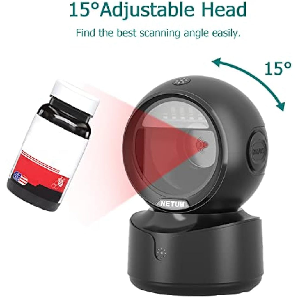 NetumScan Desktop Barcode Scanner | Hands-Free 1D 2D QR Reader for POS