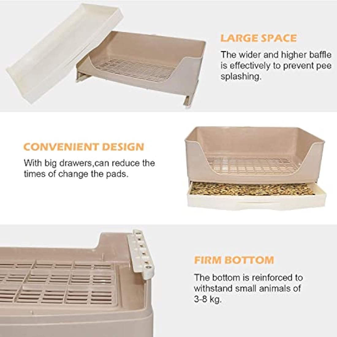 HYLYUN Large Rabbit Litter Tray with Drawer | Plastic Potty Trainer Box