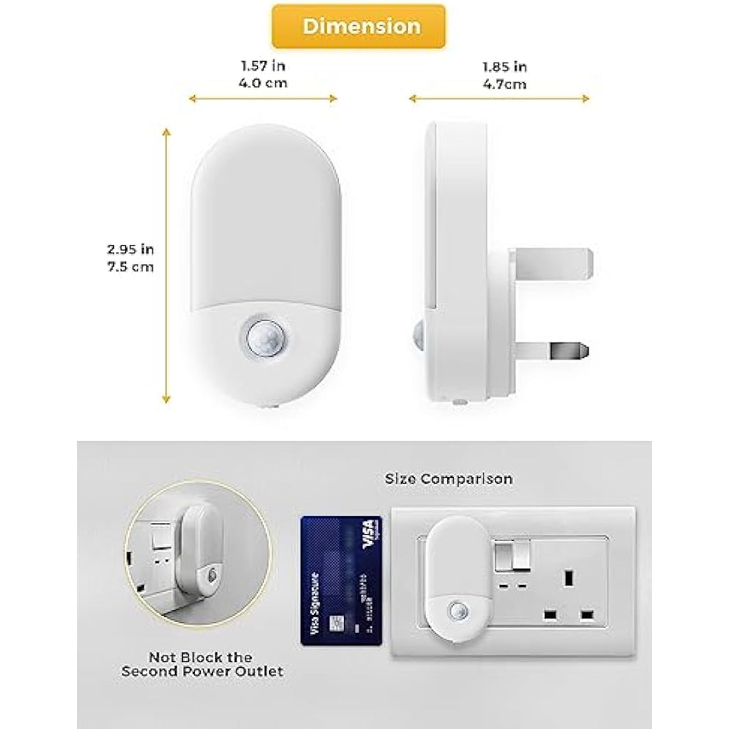 LOHAS-LED Motion Sensor Night Light | 3000K Warm White Plug-in | 2 Pack