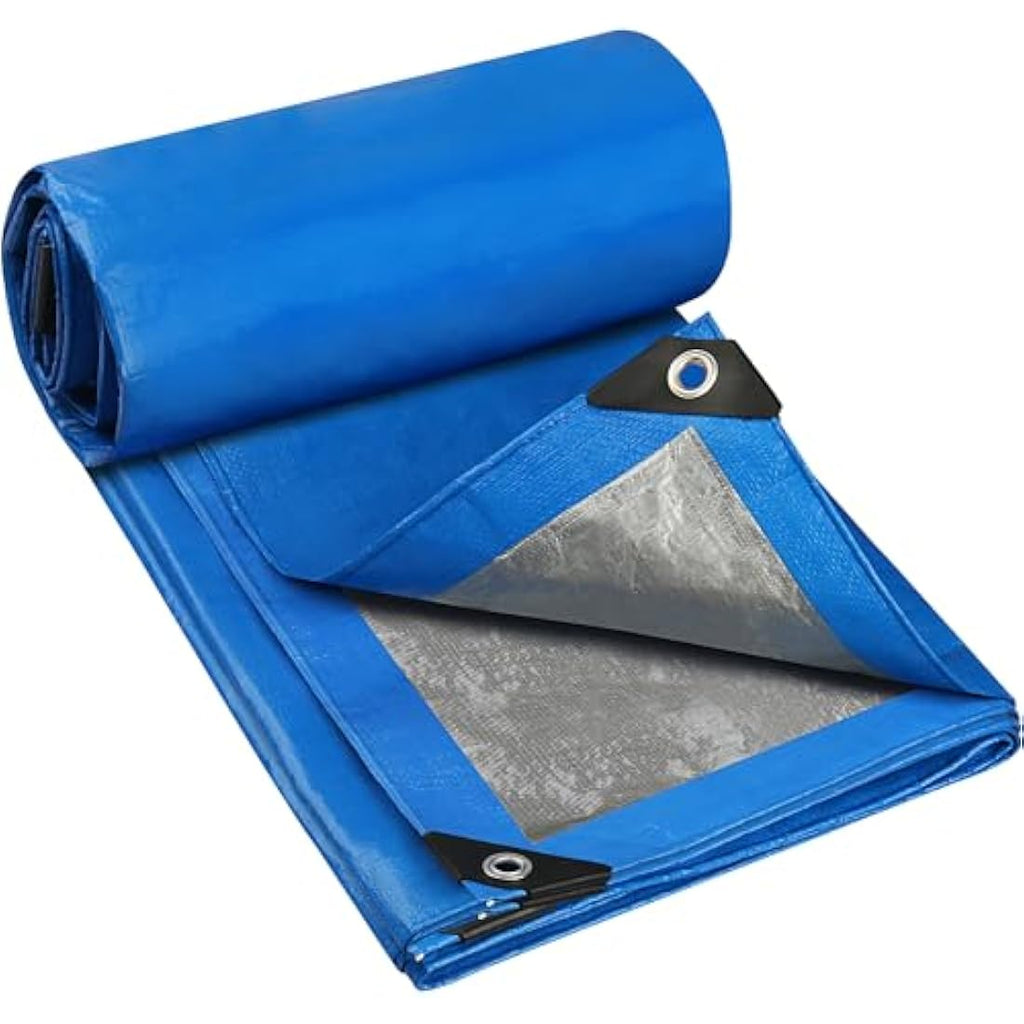 YIJUHOU Heavy Duty Waterproof Tarpaulin | 2m x 3m Blue PE Ground Sheet
