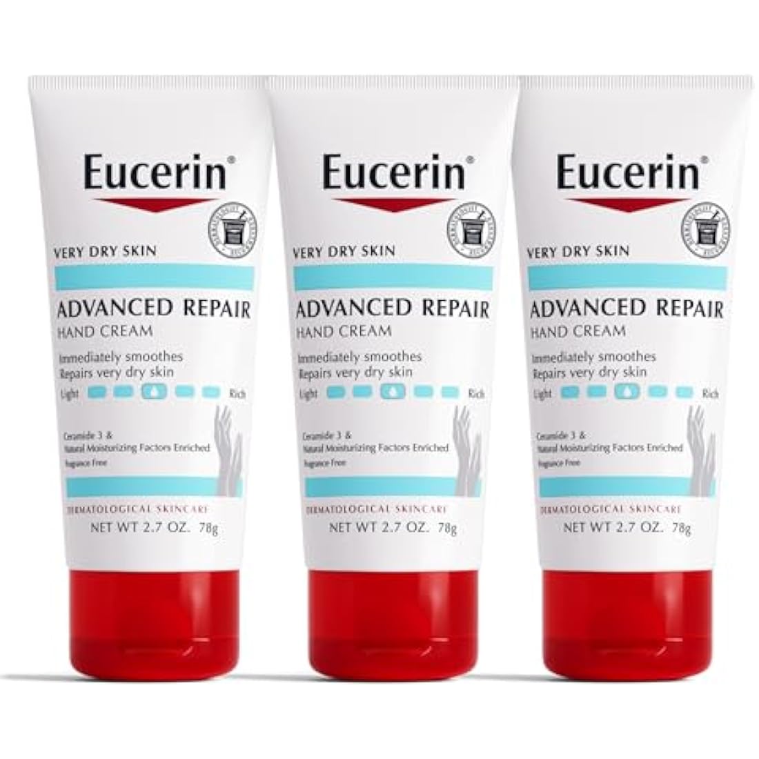 Eucerin Advanced Repair Hand Cream – Fragrance Free for Dry Skin (3 Pack)