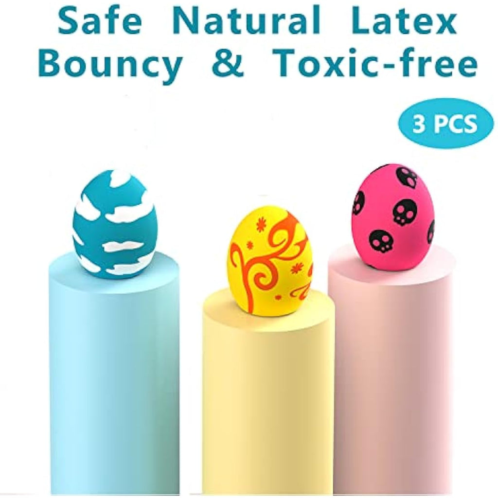 Jolof Store Dog Squeaky Toy – 3 Pack Latex Bouncy Egg Balls for Puppies