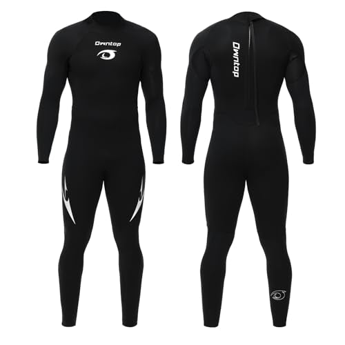 Owntop Men's 3/2mm Full Length Wetsuit | Neoprene Back Zip Diving Suit