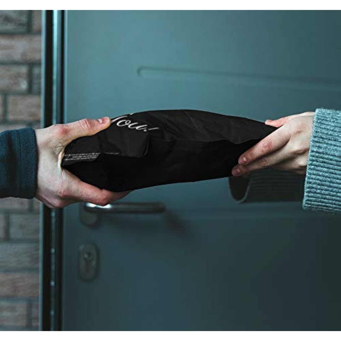 Black Poly Mailers with Handle - 10x14 Thank You Bags 60pk