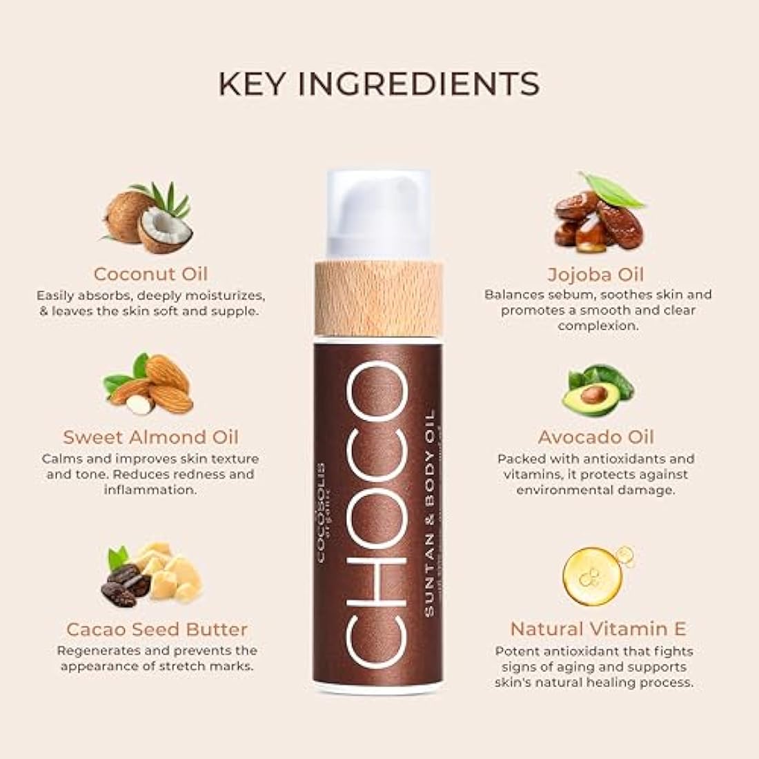 COCOSOLIS CHOCO Tanning Accelerator – Organic Body Oil with Vitamin E