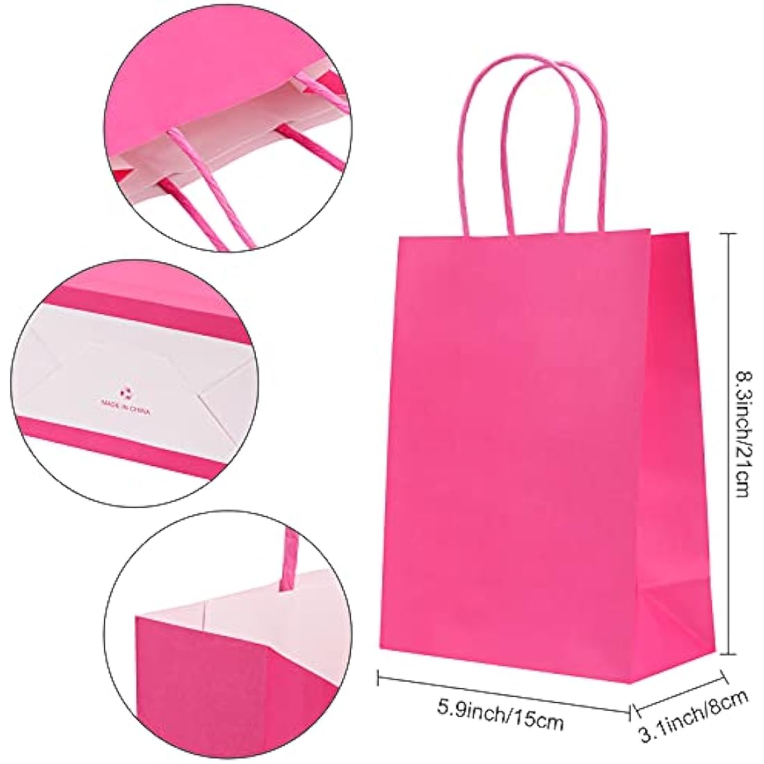 30 Pcs Kraft Paper Party Bags with Handles - 10 Colors