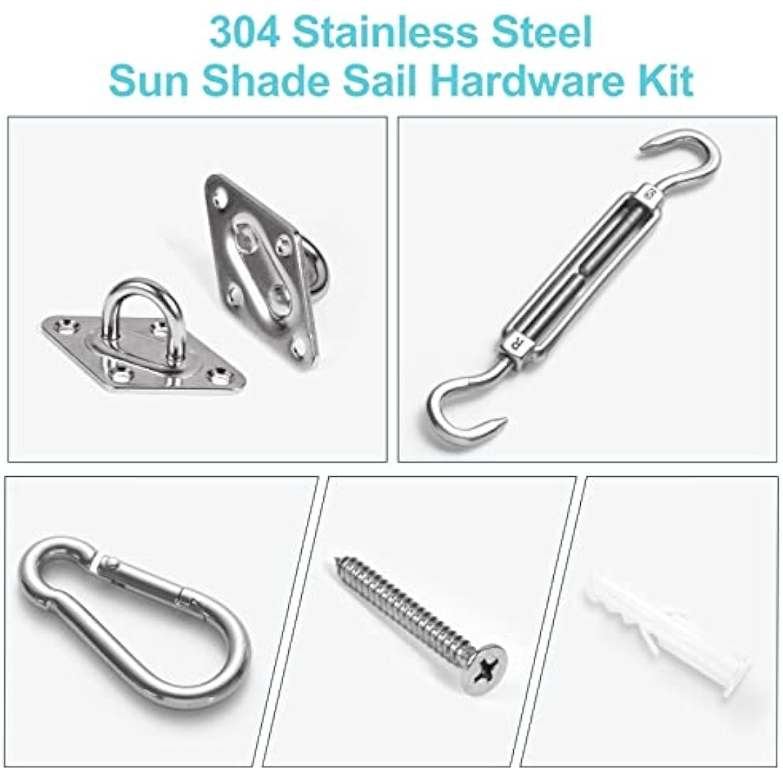 Shade Sail Hardware Kit – Heavy Duty Stainless Steel M5 Set