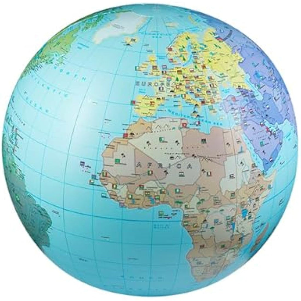 Caly XXL Inflatable World Globe - 85 cm Large Educational Map, Blue