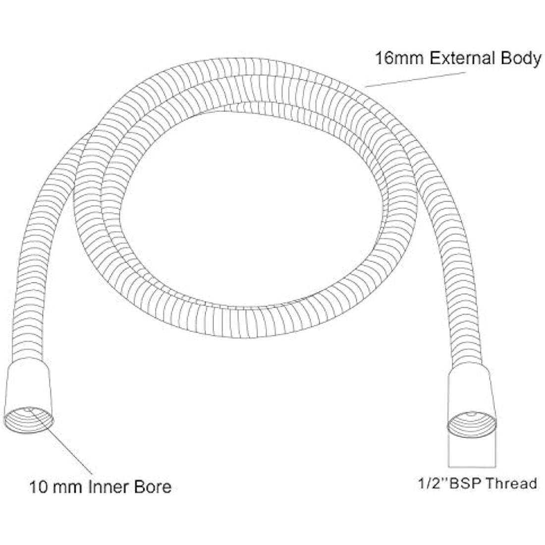 SAMODRA 1.5m Shower Hose | 10mm Large Bore Stainless Steel - Chrome