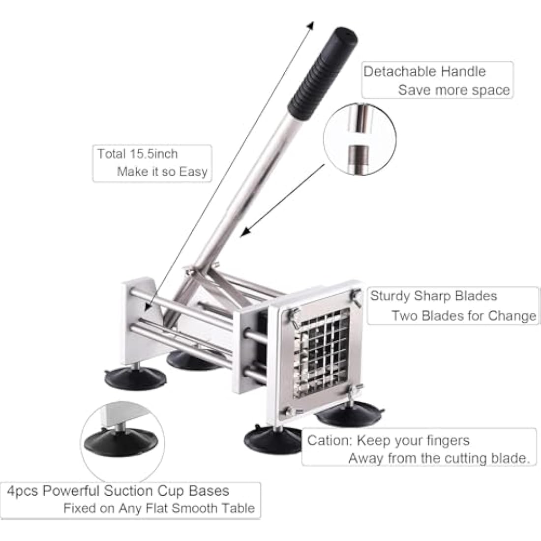 Canirologas Stainless Steel French Fry Cutter – Potato Chipper with 2 Blades