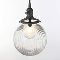 Yosoan Industrial Pendant Light – Ribbed Glass Globe Chandelier, Black