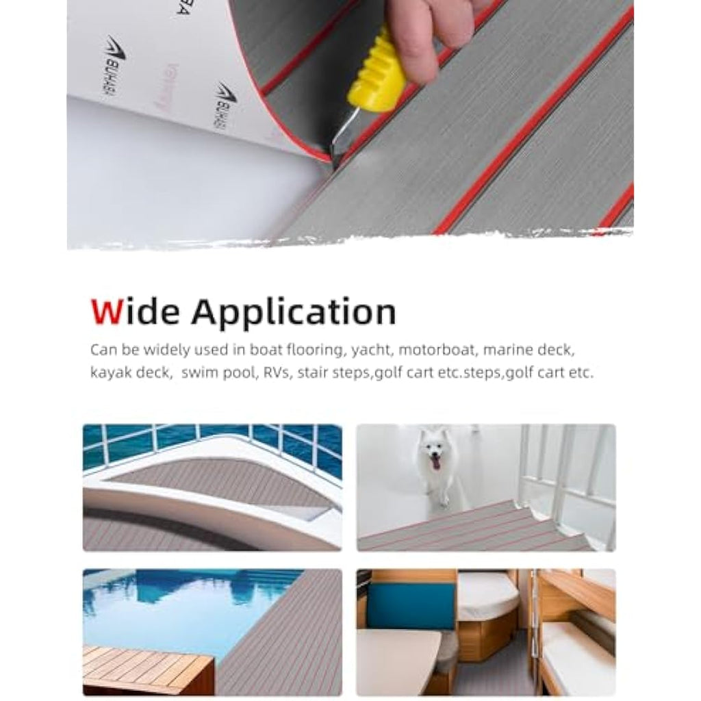 Abahub EVA Foam Boat Decking – Self-Adhesive Faux Teak Marine Flooring