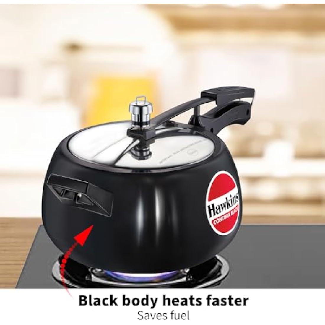 Hawkins Contura 5 Litre Hard Anodised Pressure Cooker – Black Handi