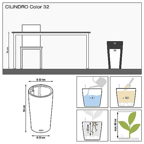 Lechuza Cilindro 32 Self-Watering Planter | UV-Resistant Sand Brown