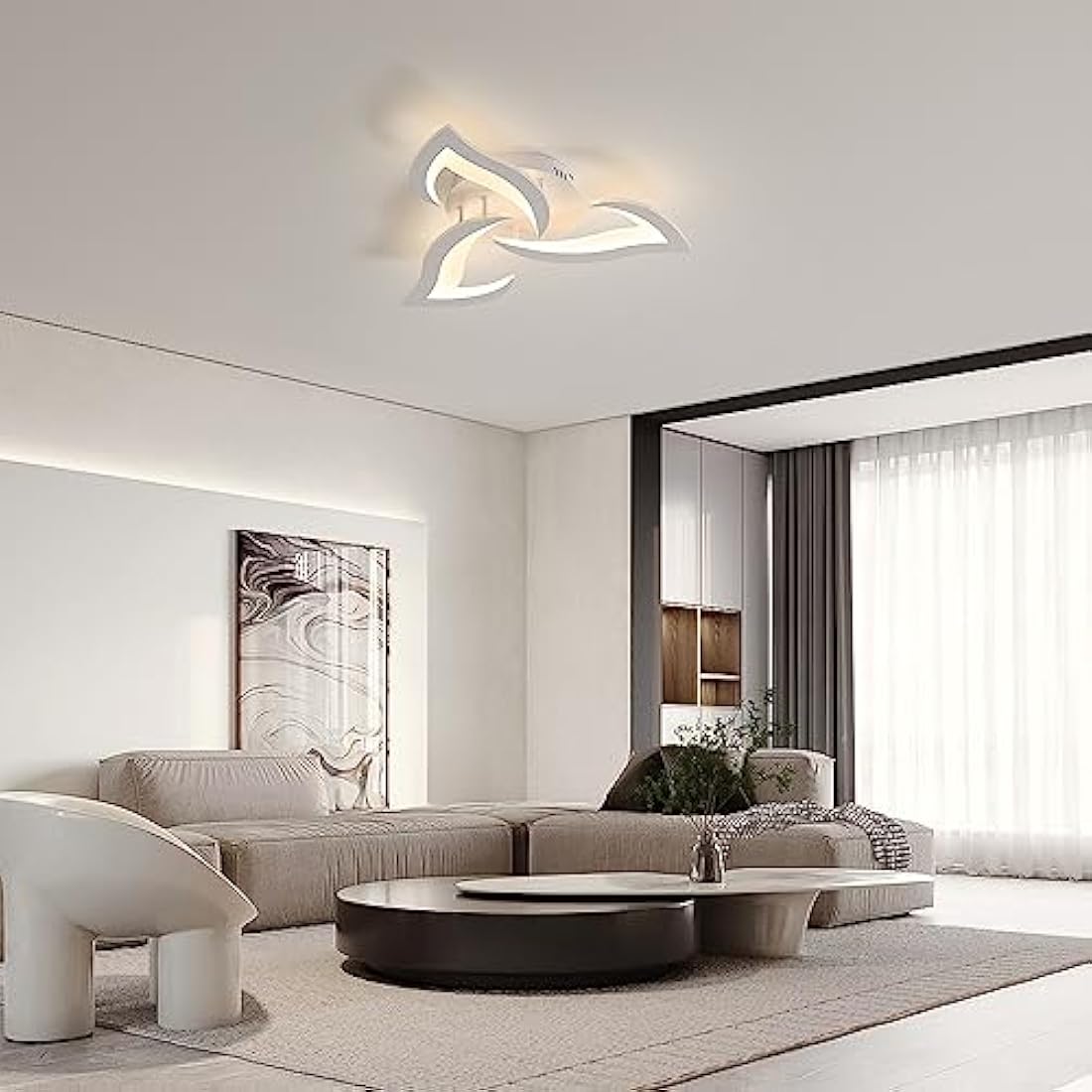 Dorlink LED Ceiling Light – 36W Modern Flower Acrylic Lamp, 3000K Warm White