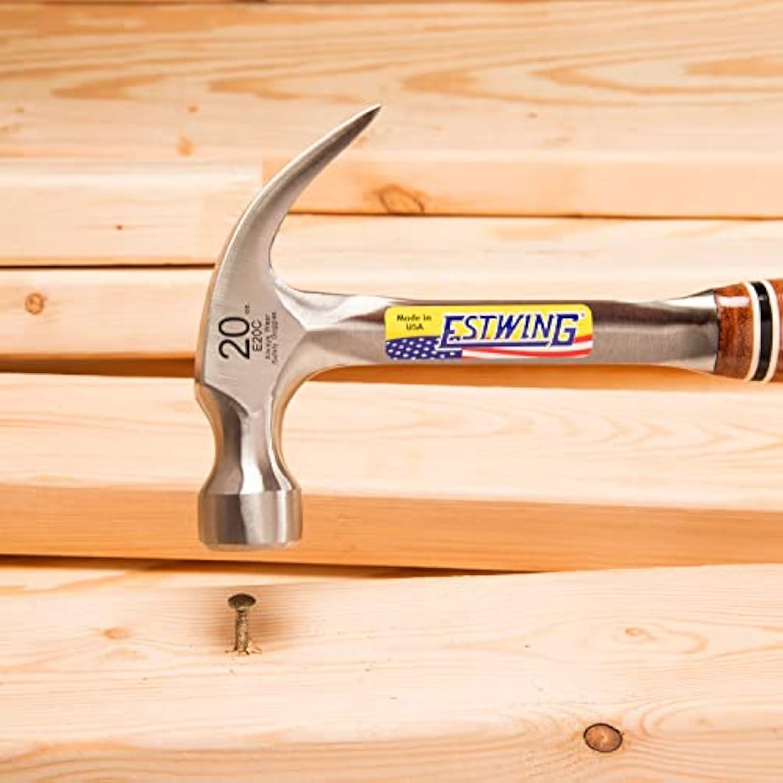 Estwing Curved Claw Hammer – 20oz Steel with Genuine Leather Grip
